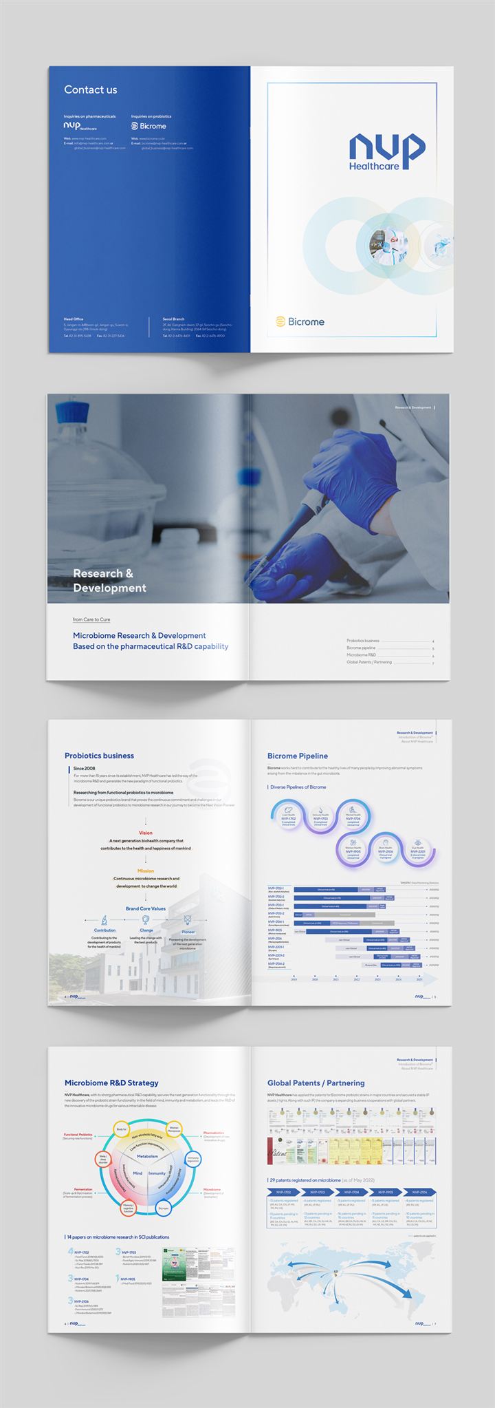 다국어디자인 포트폴리오 – 하오 DESIGN 엔비피 헬스케어 영문 카다로그